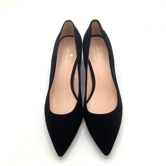 Kate Spade Moulin Pumps Black Suede Leather Heels 9 - Picture 8 of 14